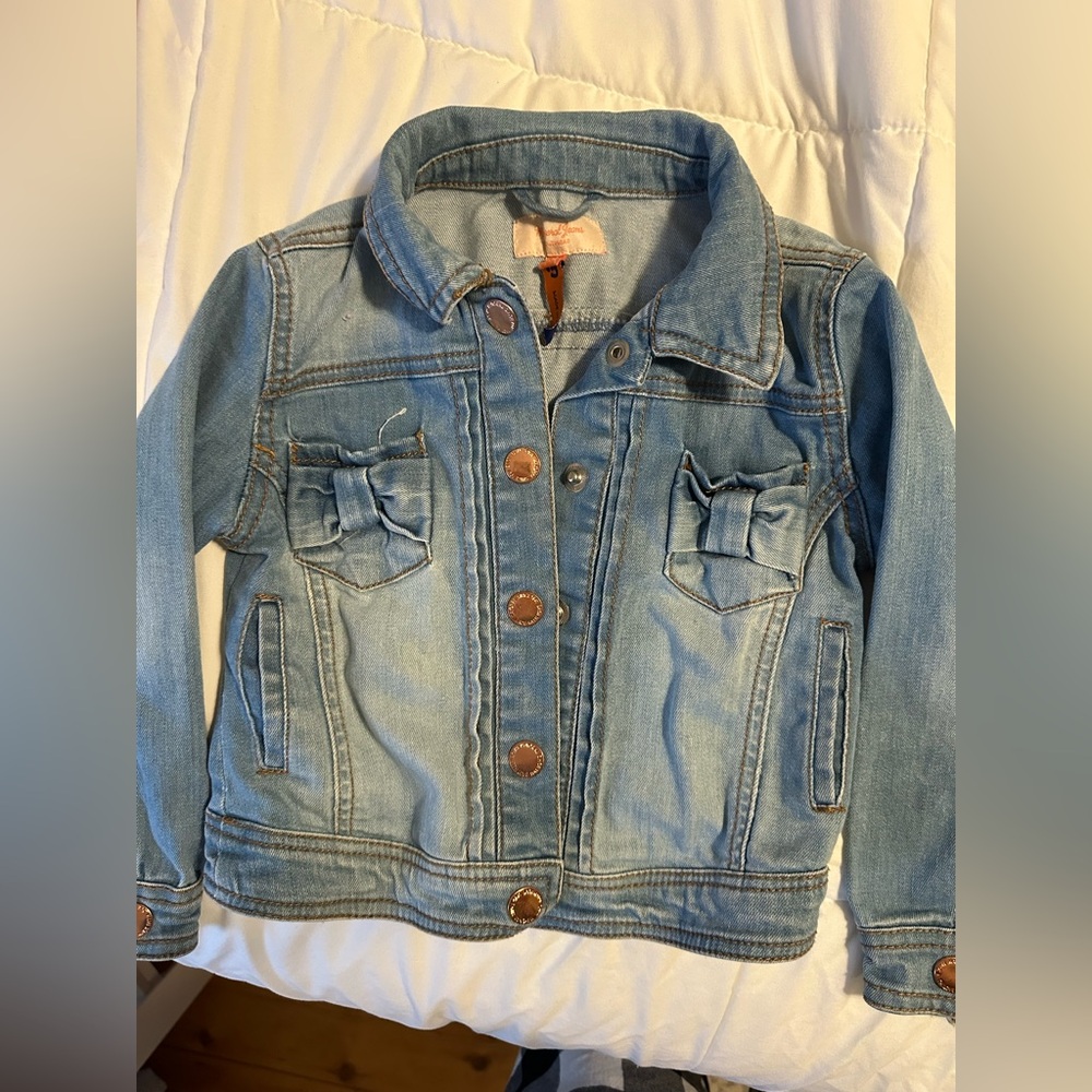 Kids Denim Jacket with Bow Accents